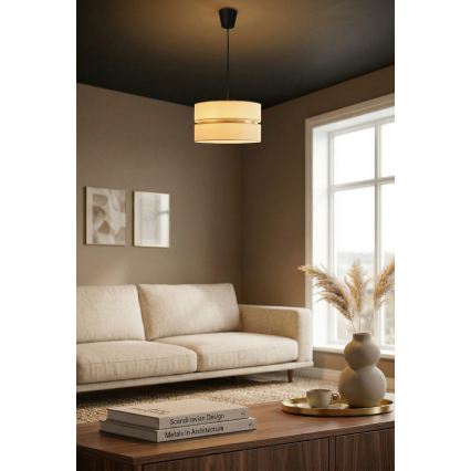 Brilagi - Pakaramā lustra uz troses DUO-DUO 1xE27/60W/230V diam. 40 cm krēmkrāsaina/zeltaina