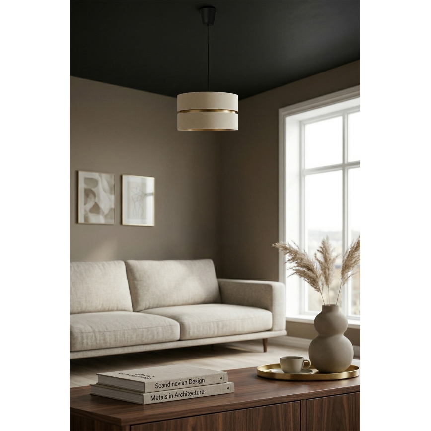 Brilagi - Pakaramā lustra uz troses DUO-DUO 1xE27/60W/230V diam. 40 cm krēmkrāsaina/zeltaina