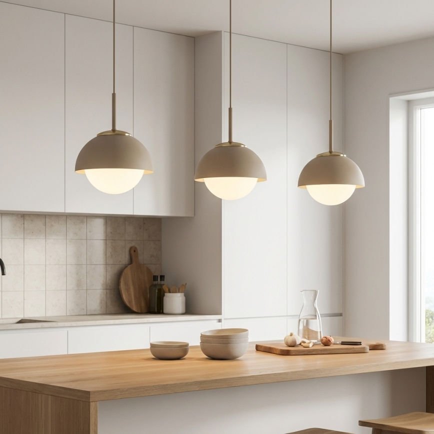 Brilagi - Pakaramā lustra uz vada 1xE27/60W/230V Ø 18 cm bēša/zelta