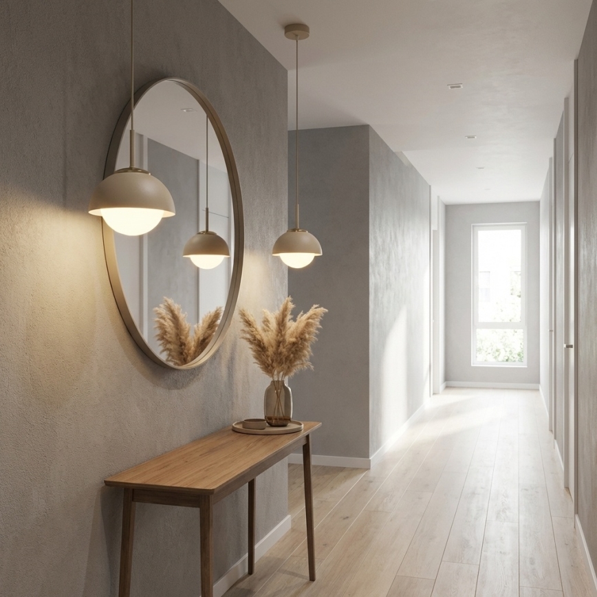 Brilagi - Pakaramā lustra uz vada 1xE27/60W/230V Ø 18 cm bēša/zelta