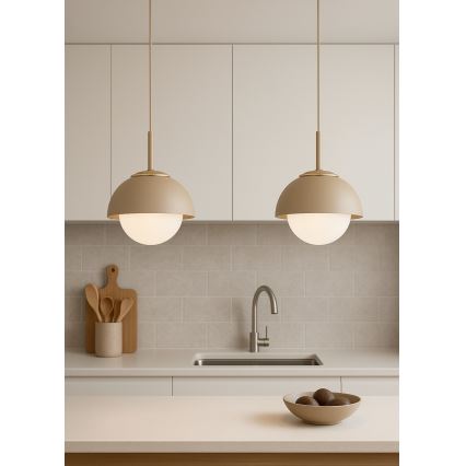 Brilagi - Pakaramā lustra uz vada 1xE27/60W/230V Ø 18 cm bēša/zelta