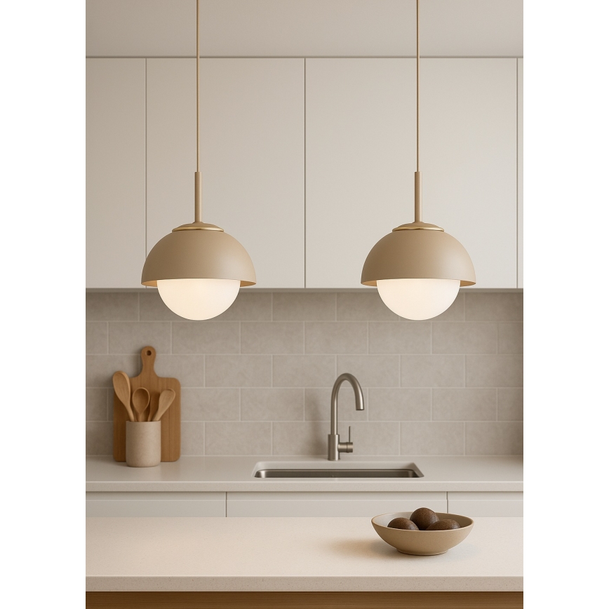 Brilagi - Pakaramā lustra uz vada 1xE27/60W/230V Ø 18 cm bēša/zelta