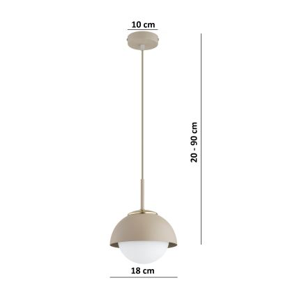 Brilagi - Pakaramā lustra uz vada 1xE27/60W/230V Ø 18 cm bēša/zelta
