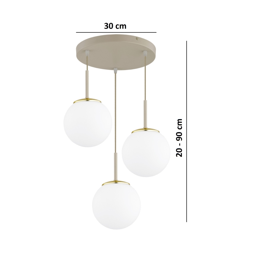 Brilagi - pakaramā lustra uz vada MILO ECRU 3xE27/60W/230V bēša/zeltaina