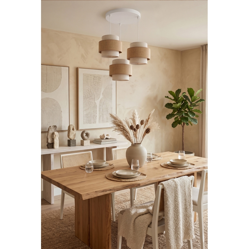 Brilagi - Pakaramā lustra uz vada SPACE 3xE27/60W/230V Ø 40 cm bēša/krēmkrāsa