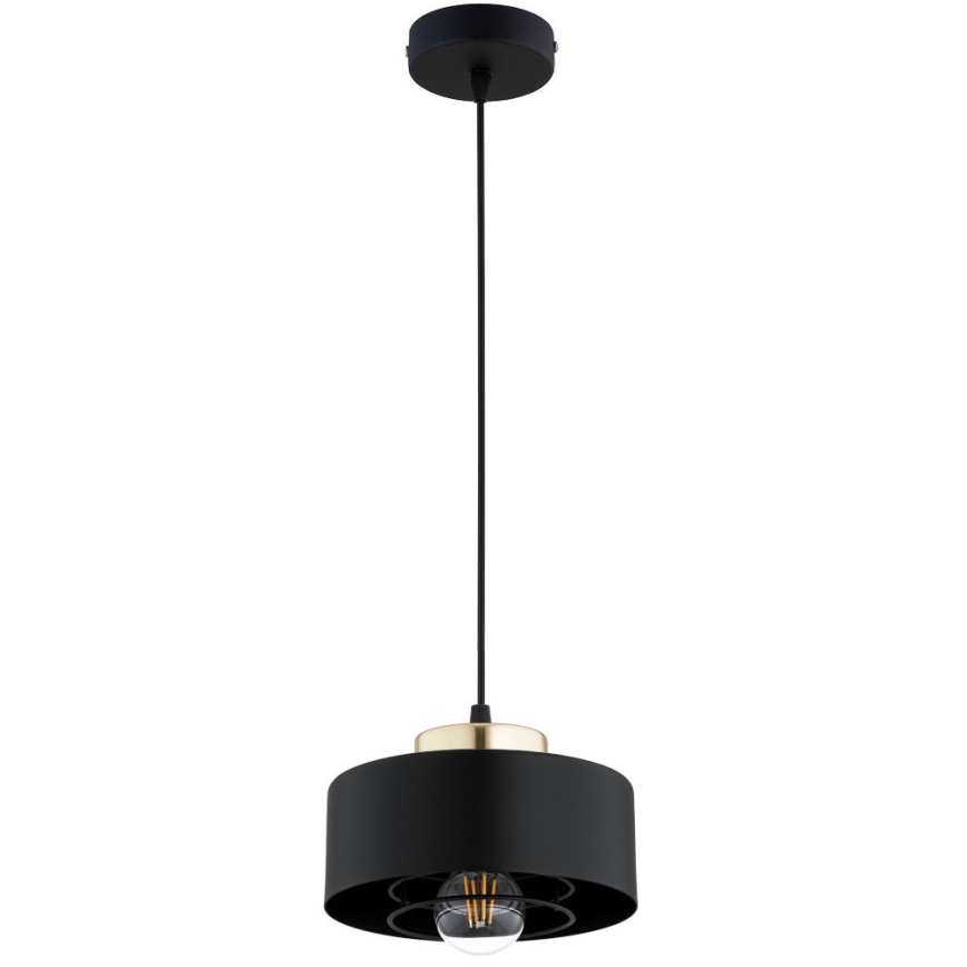 Brilagi - Pakaramais gaismeklis ar auklu 1xE27/60W/230V Ø 20 cm melns/zelts