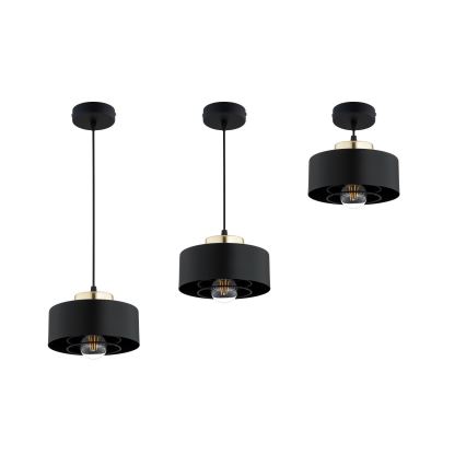 Brilagi - Pakaramais gaismeklis ar auklu 1xE27/60W/230V Ø 20 cm melns/zelts