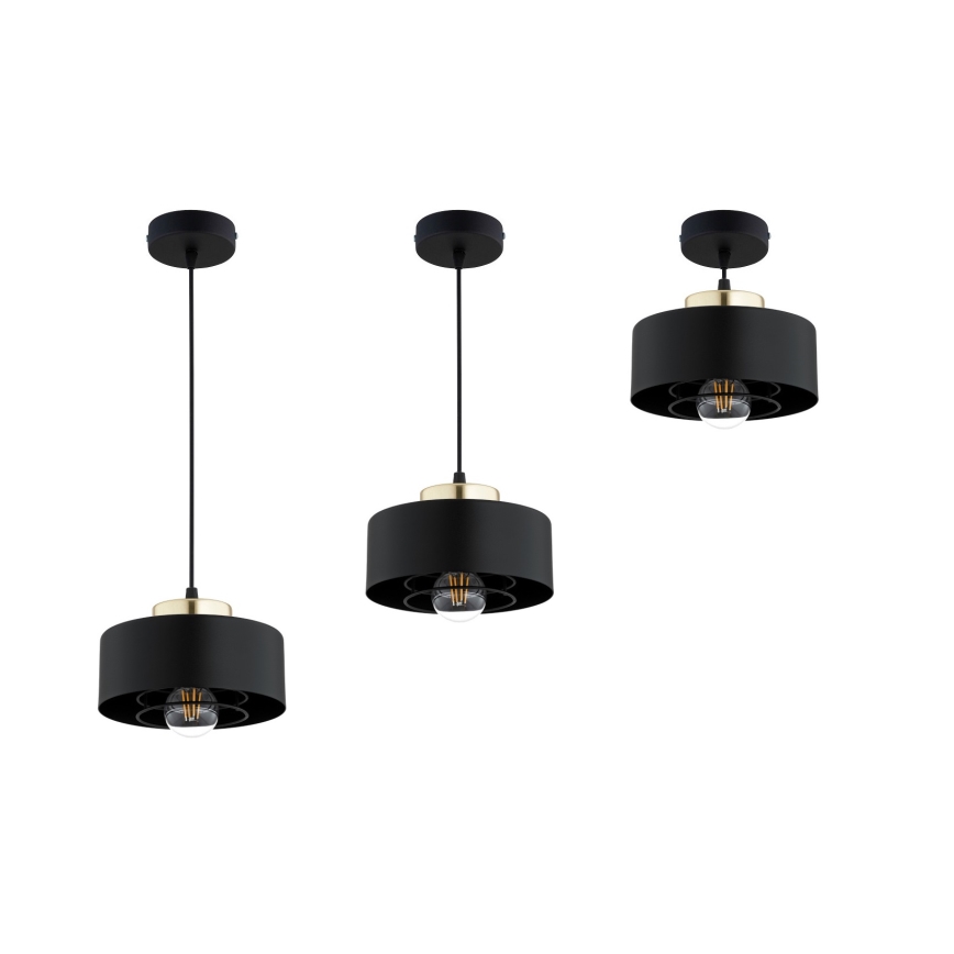 Brilagi - Pakaramais gaismeklis ar auklu 1xE27/60W/230V Ø 20 cm melns/zelts