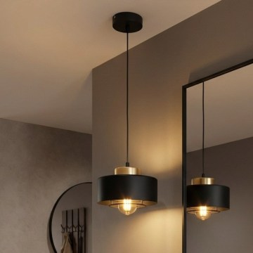 Brilagi - Pakaramais gaismeklis ar auklu SPRING 1xE27/60W/230V Ø 20 cm melns/zelts