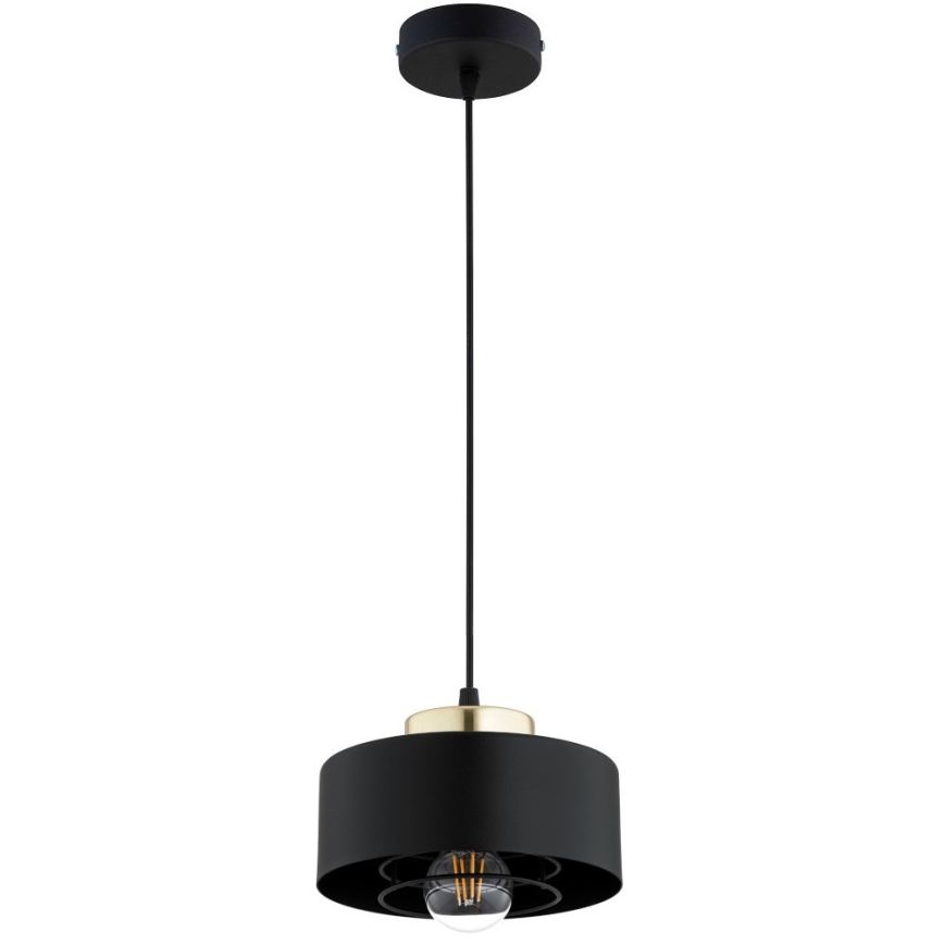 Brilagi - Pakaramais gaismeklis ar auklu SPRING 1xE27/60W/230V Ø 20 cm melns/zelts