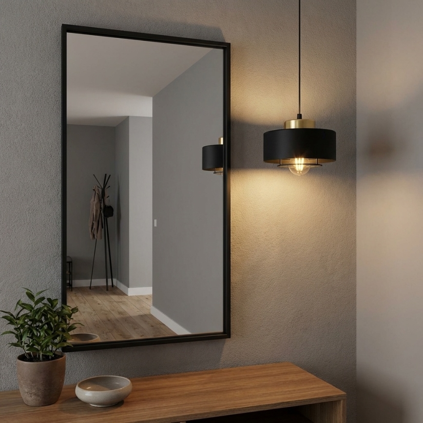 Brilagi - Pakaramais gaismeklis ar auklu SPRING 1xE27/60W/230V Ø 20 cm melns/zelts