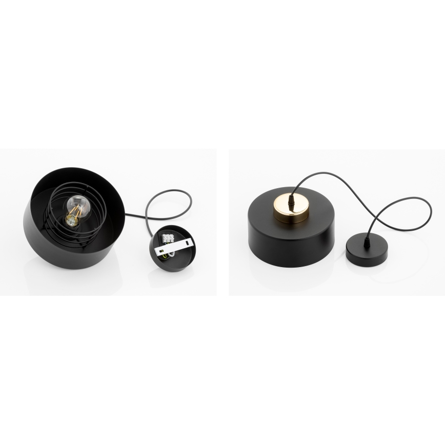 Brilagi - Pakaramais gaismeklis ar auklu SPRING 1xE27/60W/230V Ø 20 cm melns/zelts