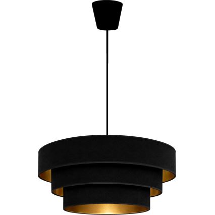 Brilagi - Pakaramais gaismeklis ar kabeli LUNETA 1xE27/60W/230V Ø 40 cm melns/zelts