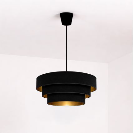 Brilagi - Pakaramais gaismeklis ar kabeli LUNETA 1xE27/60W/230V Ø 40 cm melns/zelts