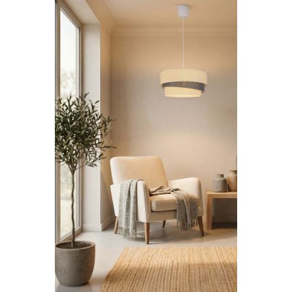 Brilagi - Pakaramais gaismeklis ar kabeli TRIO 1xE27/60W/230V Ø 40 cm krēmkrāsa/pelēka