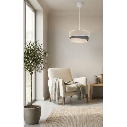 Brilagi - Pakaramais gaismeklis ar kabeli TRIO 1xE27/60W/230V Ø 40 cm krēmkrāsa/pelēka