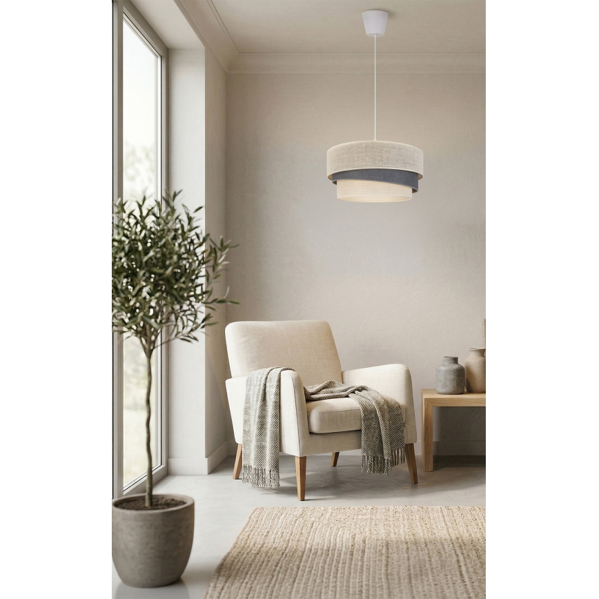 Brilagi - Pakaramais gaismeklis ar kabeli TRIO 1xE27/60W/230V Ø 40 cm krēmkrāsa/pelēka