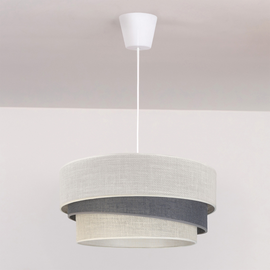 Brilagi - Pakaramais gaismeklis ar kabeli TRIO 1xE27/60W/230V Ø 40 cm krēmkrāsa/pelēka
