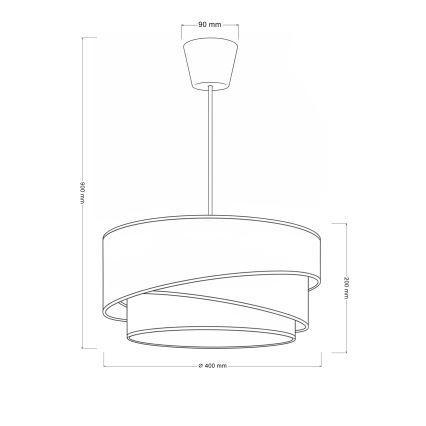 Brilagi - Pakaramais gaismeklis ar kabeli TRIO 1xE27/60W/230V Ø 40 cm krēmkrāsa/pelēka