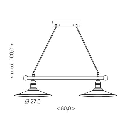 Brilagi - Pakaramais gaismeklis FORGE uz kabeļa 2xE27/60W/230V, melns