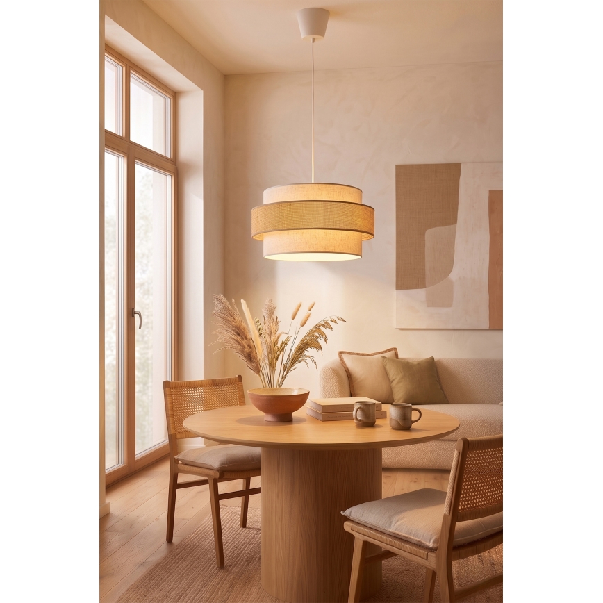 Brilagi - Pakaramais gaismeklis SPACE uz kabeļa 1xE27/60W/230V, diam. 40 cm, bēšs/krēms