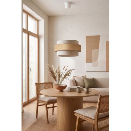 Brilagi - Pakaramais gaismeklis SPACE uz kabeļa 1xE27/60W/230V, diam. 40 cm, bēšs/krēms
