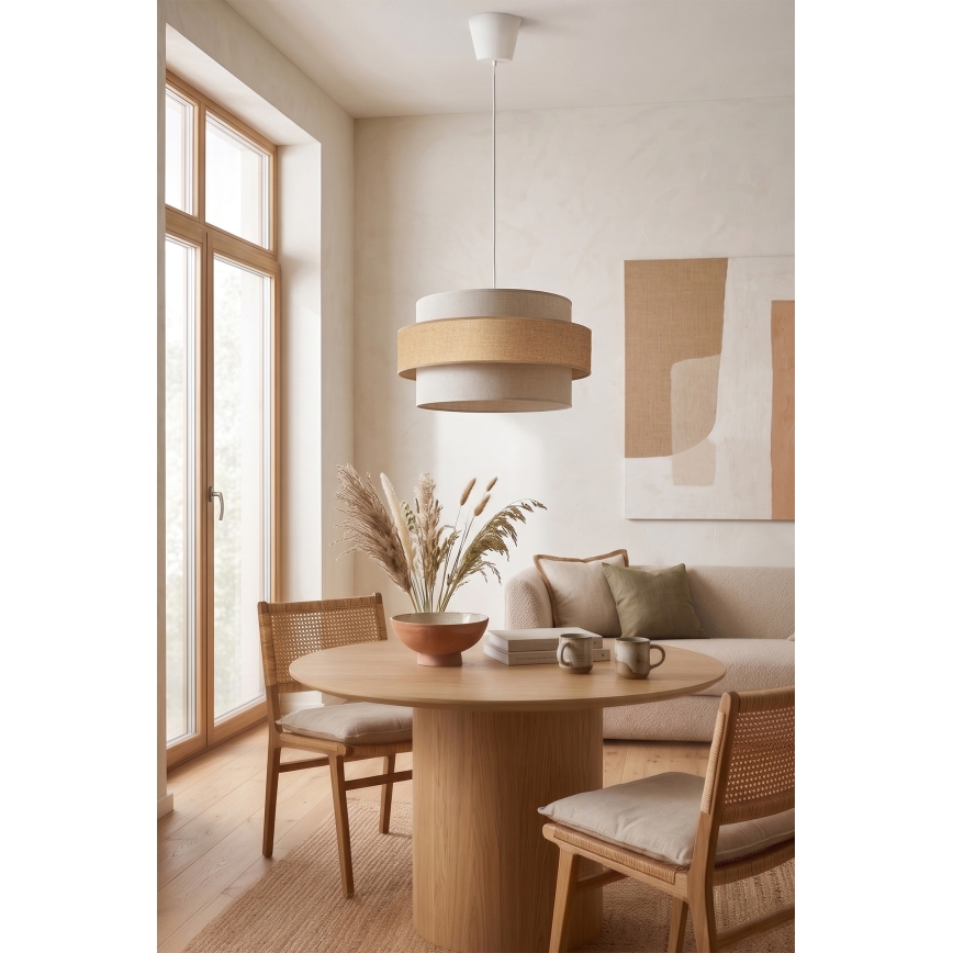 Brilagi - Pakaramais gaismeklis SPACE uz kabeļa 1xE27/60W/230V, diam. 40 cm, bēšs/krēms