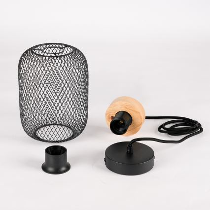 Brilagi - Pakaramais gaismeklis uz troses BASKLITE 1xE27/15W/230V kaučuka koks/melns