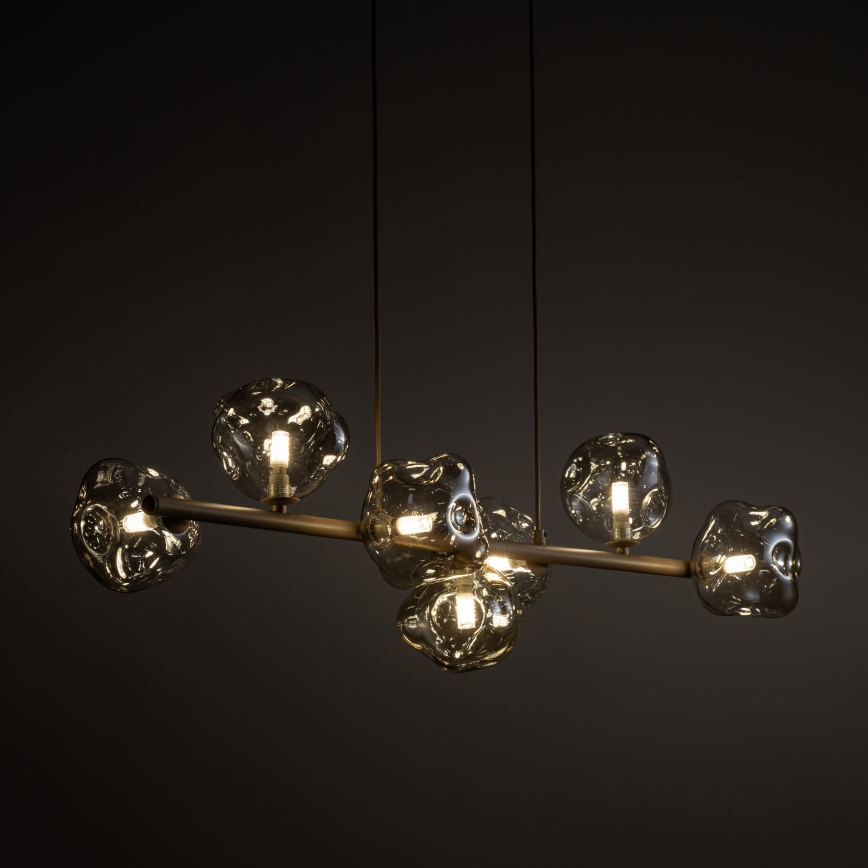 Brilagi - Pakaramais gaismeklis uz troses VULCANO 7xG9/8W/230V bēšs/dūmainais bēšs