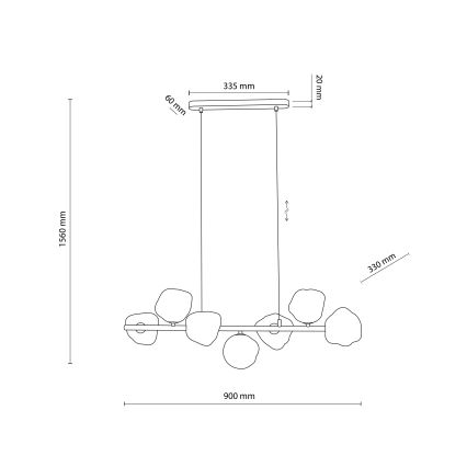 Brilagi - Pakaramais gaismeklis uz troses VULCANO 7xG9/8W/230V bēšs/dūmainais bēšs
