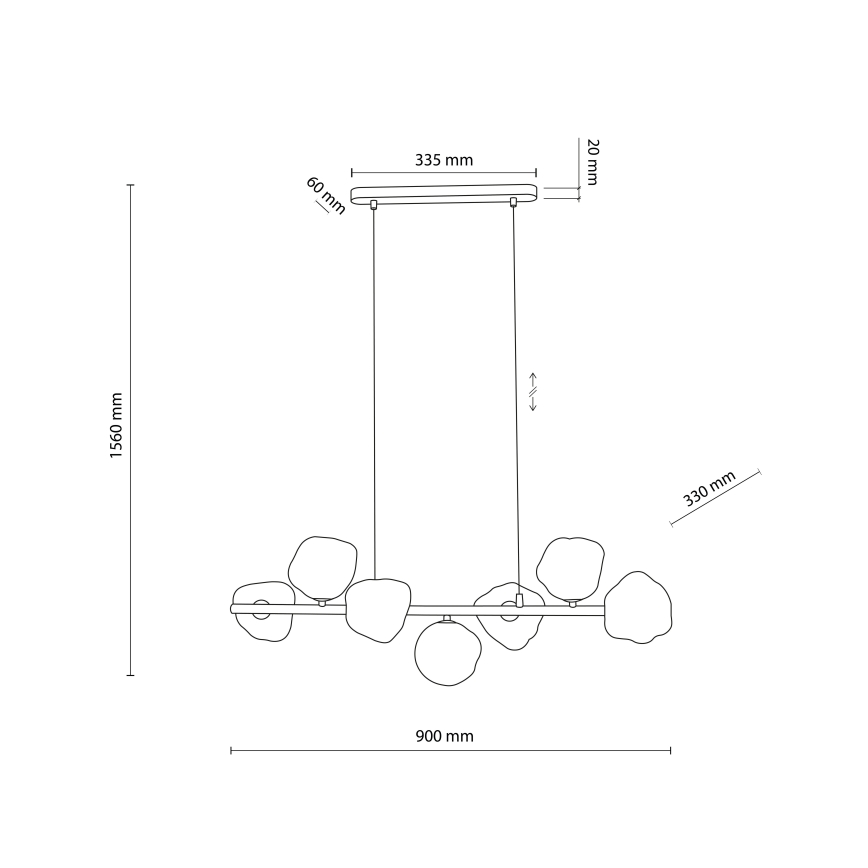 Brilagi - Pakaramais gaismeklis uz troses VULCANO 7xG9/8W/230V bēšs/dūmainais bēšs