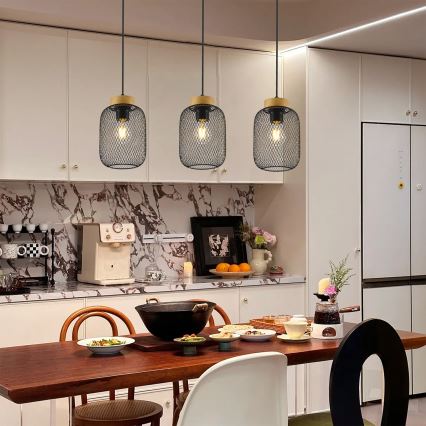 Brilagi - Pakaramais gaismeklis uz vada BASKLITE 3xE27/15W/230V kaučuka koks/melns