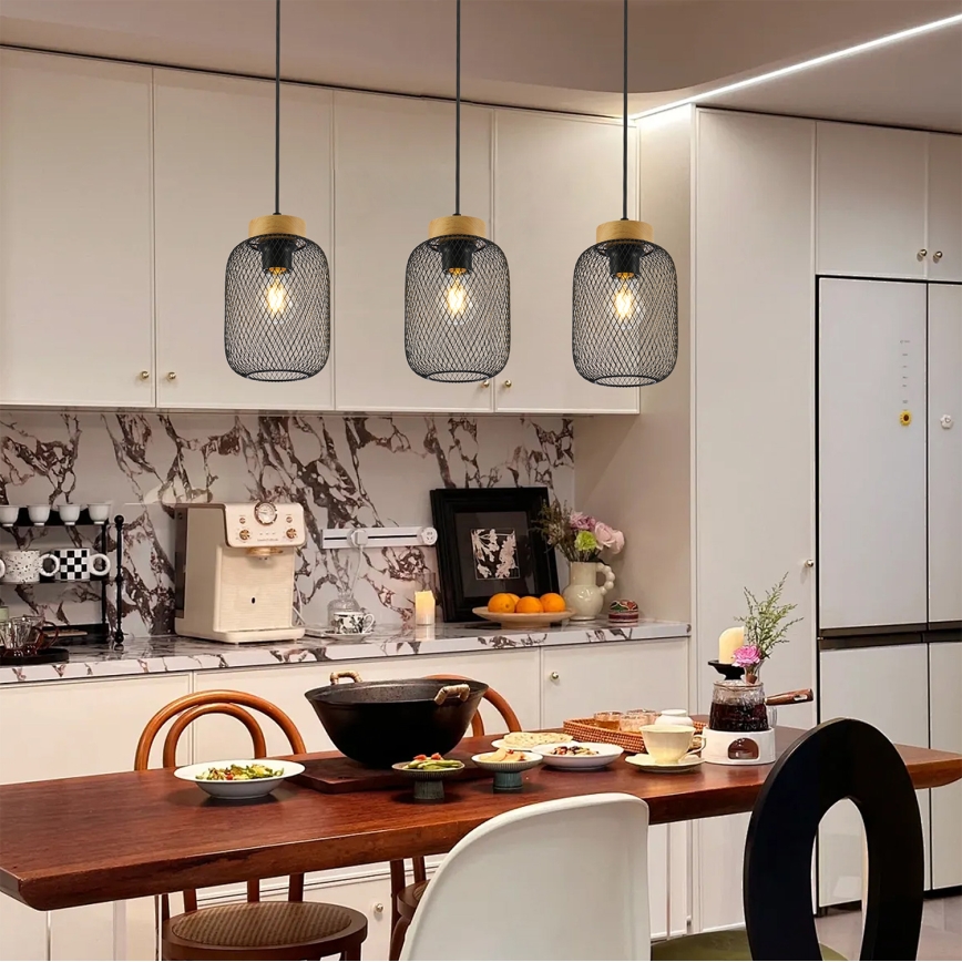 Brilagi - Pakaramais gaismeklis uz vada BASKLITE 3xE27/15W/230V kaučuka koks/melns