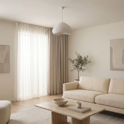Brilagi - Pakaramais gaismeklis WABI SABI ar kabeli 1xE27/40W/230V Ø 50 cm balts