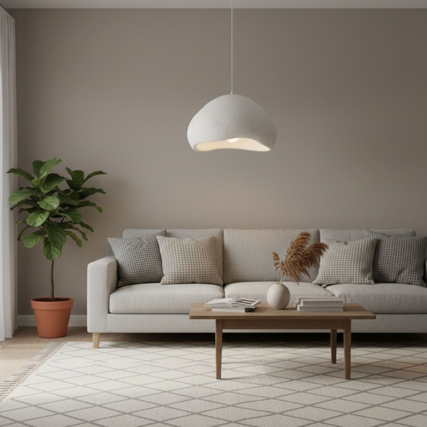 Brilagi - Pakaramais gaismeklis WABI SABI ar kabeli 1xE27/40W/230V Ø 50 cm balts