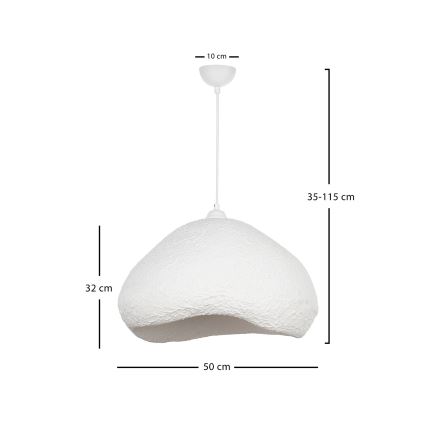 Brilagi - Pakaramais gaismeklis WABI SABI ar kabeli 1xE27/40W/230V Ø 50 cm balts