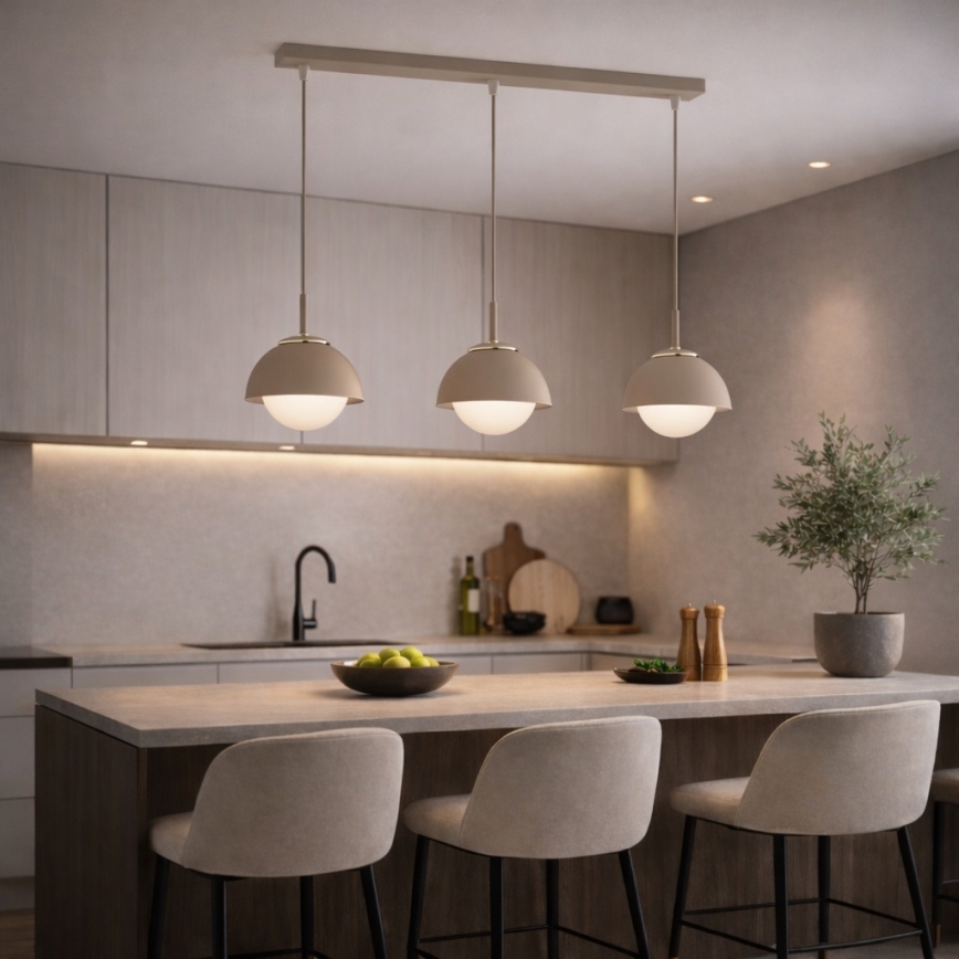 Brilagi - pakaramais lustrs uz troses COSMO 3xE27/60W/230V bēšs/zelta