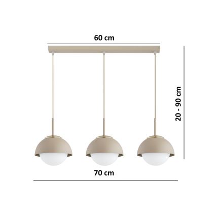 Brilagi - pakaramais lustrs uz troses COSMO 3xE27/60W/230V bēšs/zelta