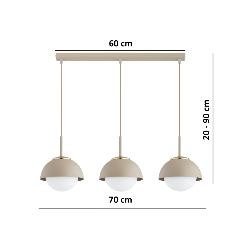 Brilagi - pakaramais lustrs uz troses COSMO 3xE27/60W/230V bēšs/zelta