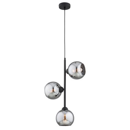 Brilagi - Pakarināmā lampa ar kabeli DIOR 3xE27/60W/230V melna/dūmakaini pelēka
