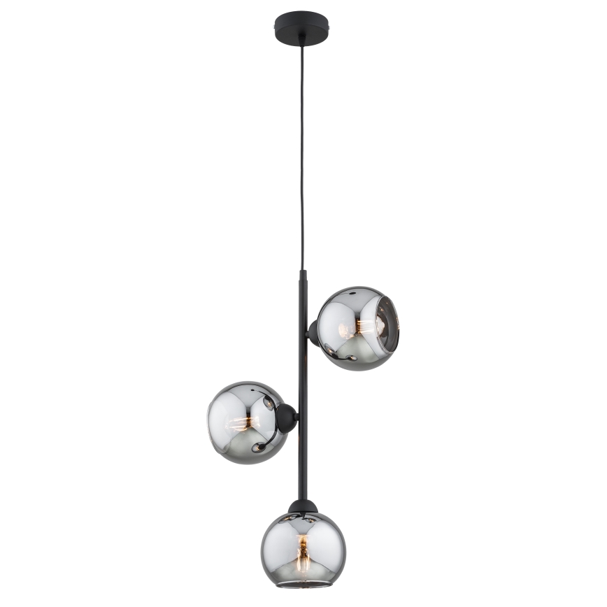 Brilagi - Pakarināmā lampa ar kabeli DIOR 3xE27/60W/230V melna/dūmakaini pelēka