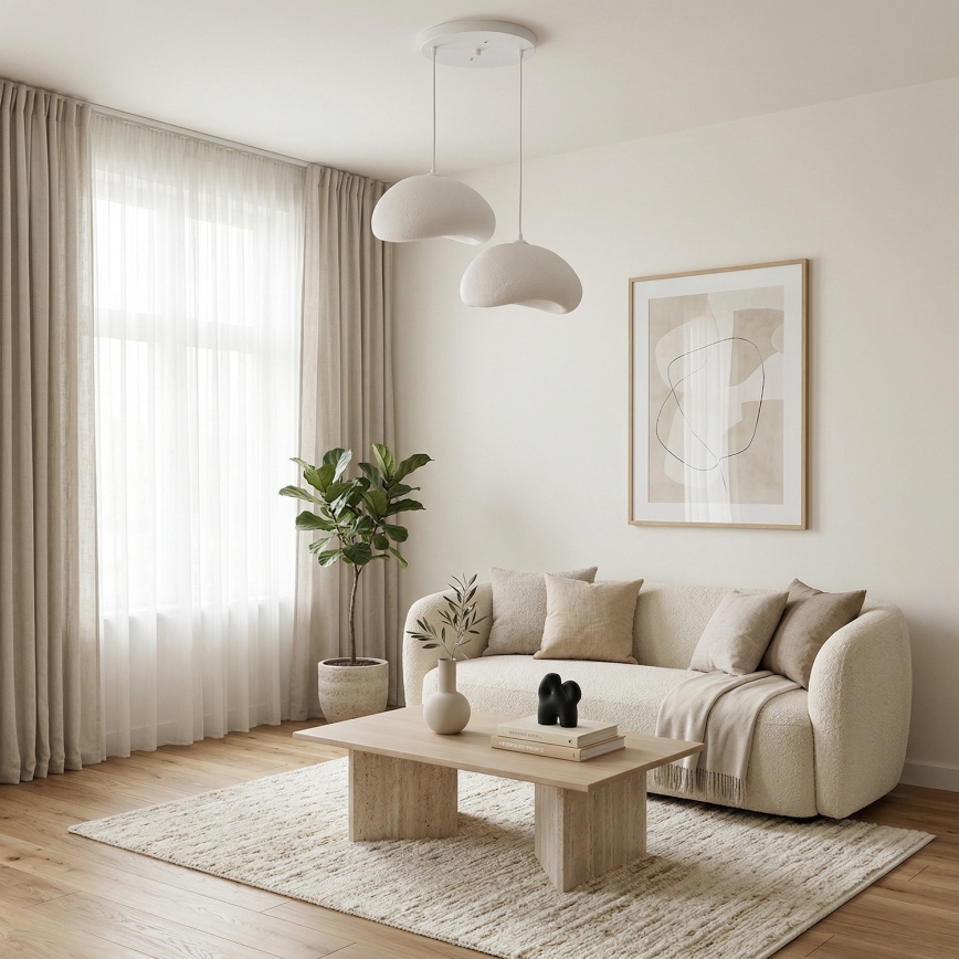 Brilagi - Pakarināmā lampa ar vadu WABI SABI 2xE27/40W/230V Ø 60 cm, balta