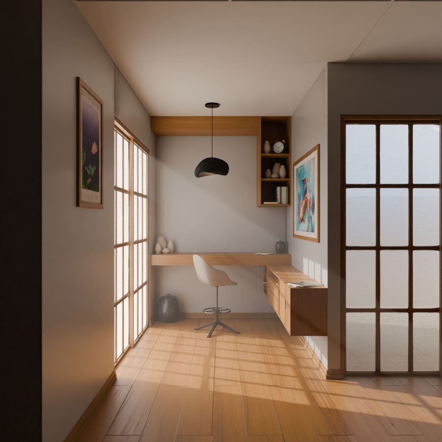 Brilagi - Pakarināmā lampa uz vada WABI SABI 1xE27/40W/230V Ø 35 cm melna