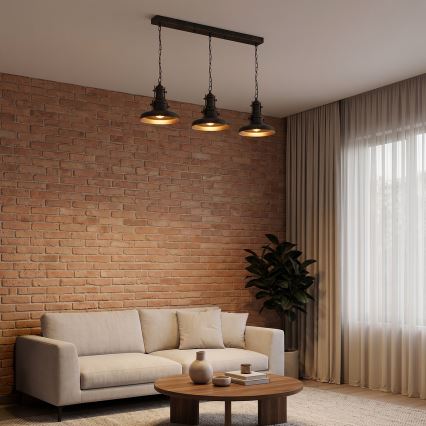 Brilagi - Pakarināmā lustra ar ķēdi PYRONIC 3xE27/40W/230V bronzas/patina