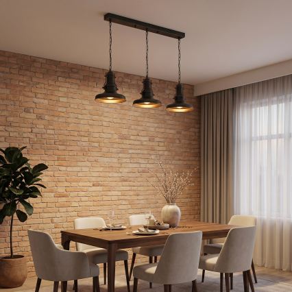 Brilagi - Pakarināmā lustra ar ķēdi PYRONIC 3xE27/40W/230V bronzas/patina