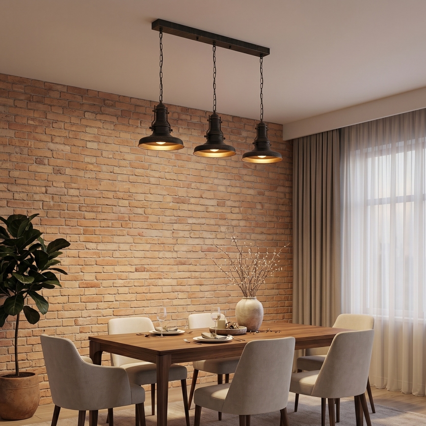 Brilagi - Pakarināmā lustra ar ķēdi PYRONIC 3xE27/40W/230V bronzas/patina