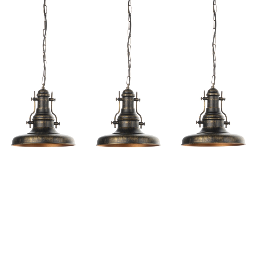 Brilagi - Pakarināmā lustra ar ķēdi PYRONIC 3xE27/40W/230V bronzas/patina