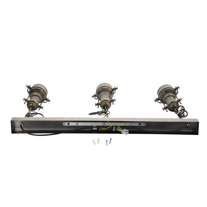 Brilagi - Pakarināmā lustra ar ķēdi PYRONIC 3xE27/40W/230V bronzas/patina