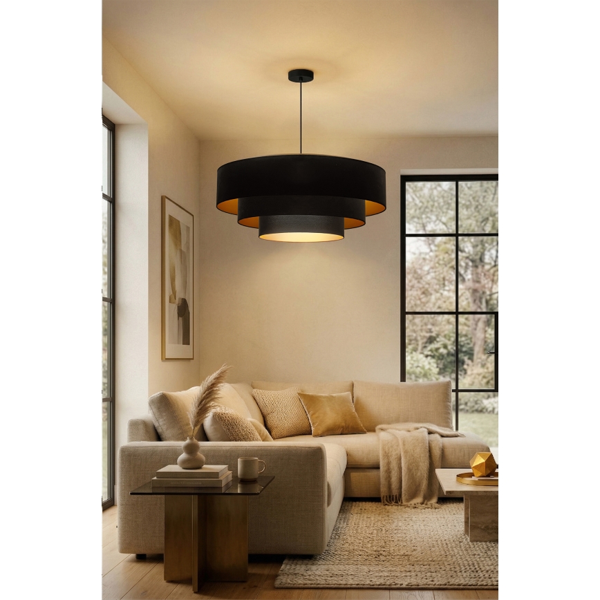 Brilagi - Pakarināmā lustra ar vadu LUNETA 3xE27/60W/230V Ø 80 cm melna/zelta