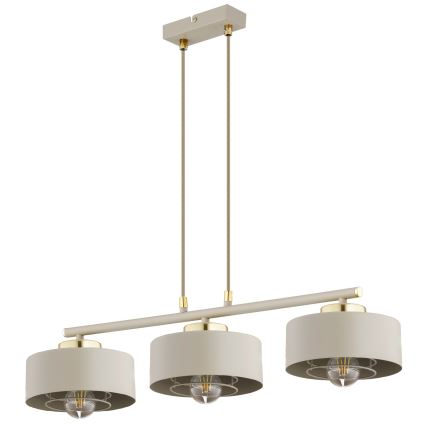 Brilagi - pakarināma lustra uz vada, SPRING 3xE27/60W/230V, bēša/zeltaina